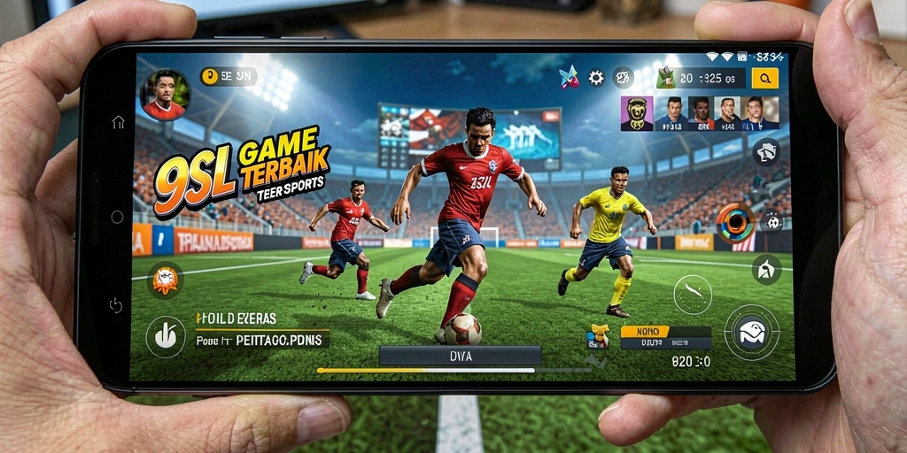 Screenshot utama 9SL menampilkan aksi kompetisi olahraga yang intens.
