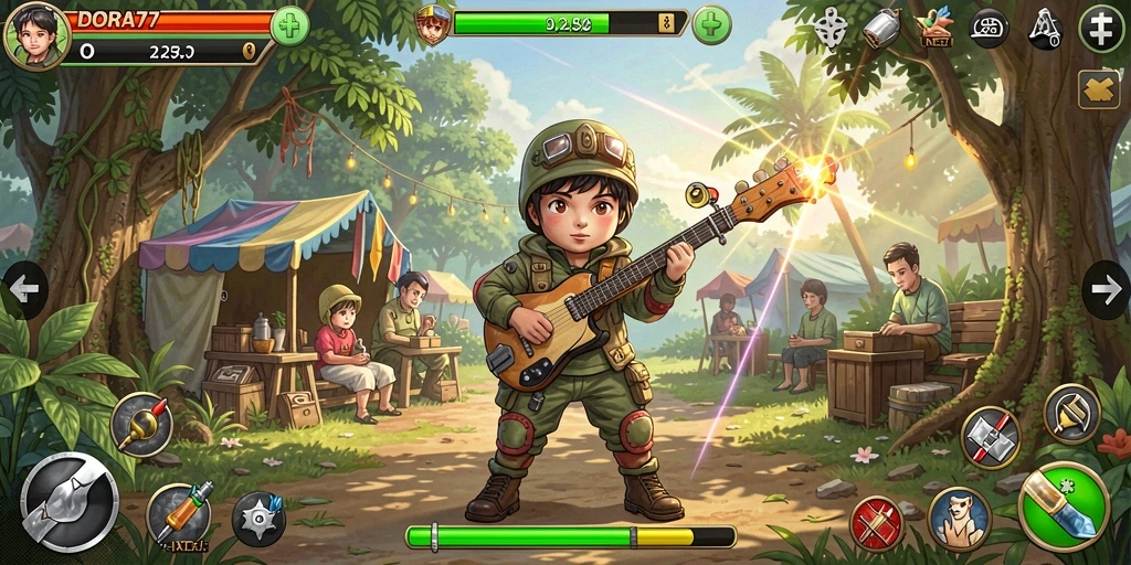 Tampilan menakjubkan dari gameplay DORA77 yang penuh warna.