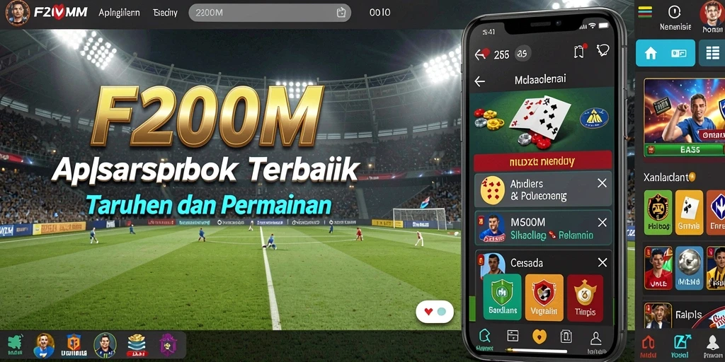 Screenshot utama F200M menampilkan taruhan olahraga yang menarik.