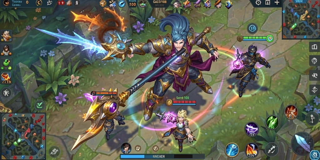 Screenshot GACOR108 menampilkan aksi seru dalam permainan MOBA.