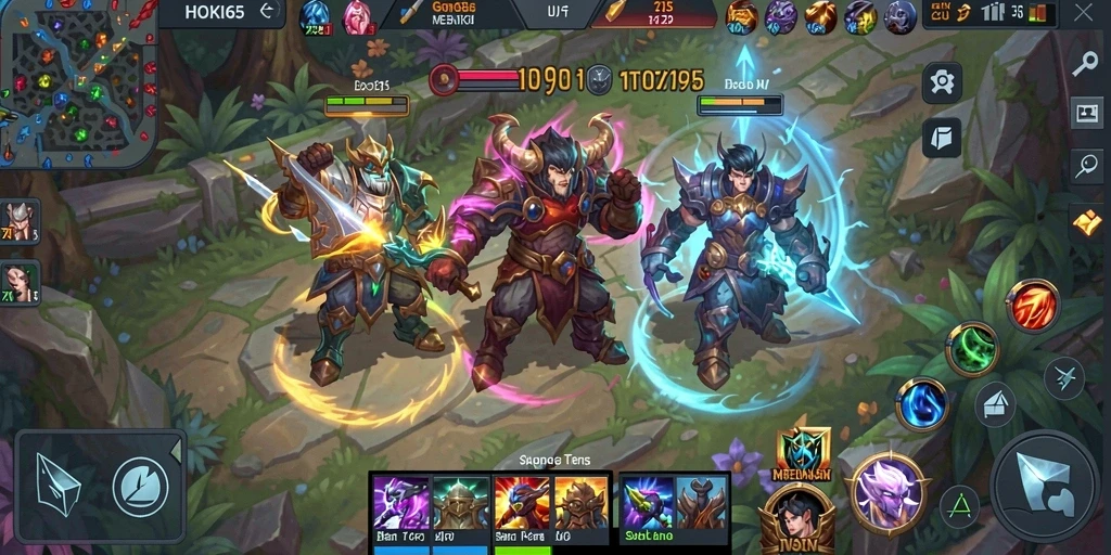 Tampilan gameplay HOKI65 yang seru dalam pertempuran tim MOBA.