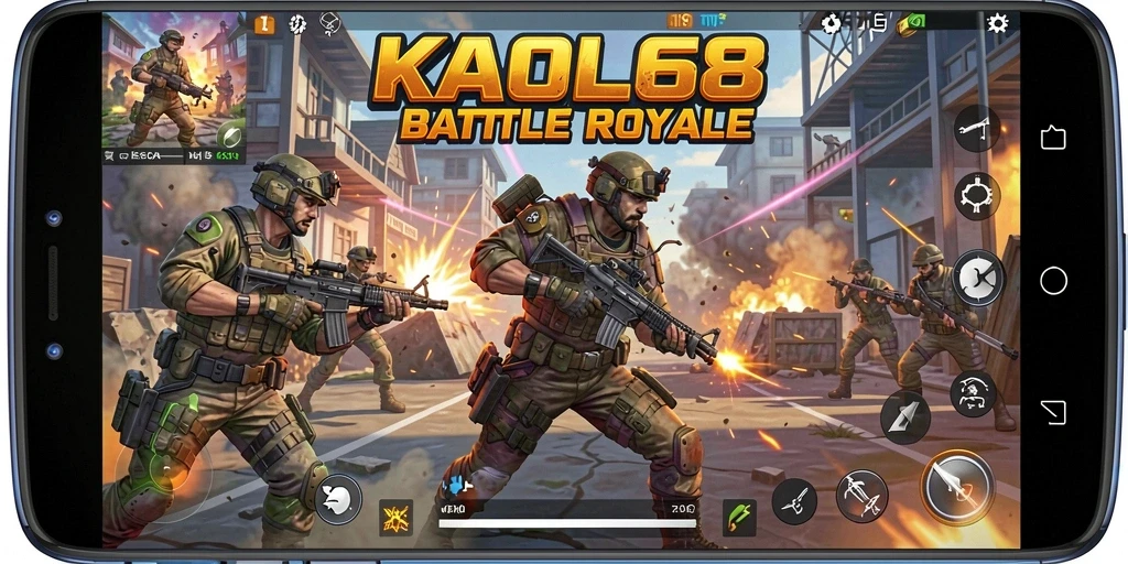 Tampilan seru gameplay KAOL68 dalam pertempuran Battle Royale.