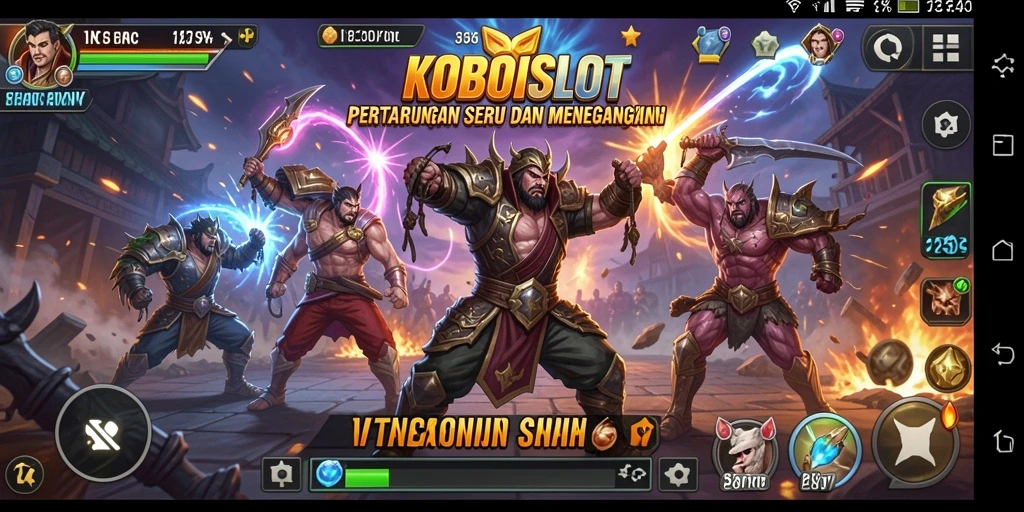 Gameplay menegangkan dengan karakter bertarung di arena.