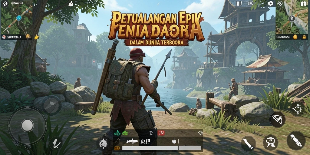 Screenshot gameplay SINAR123 menampilkan eksplorasi dunia terbuka yang kaya.