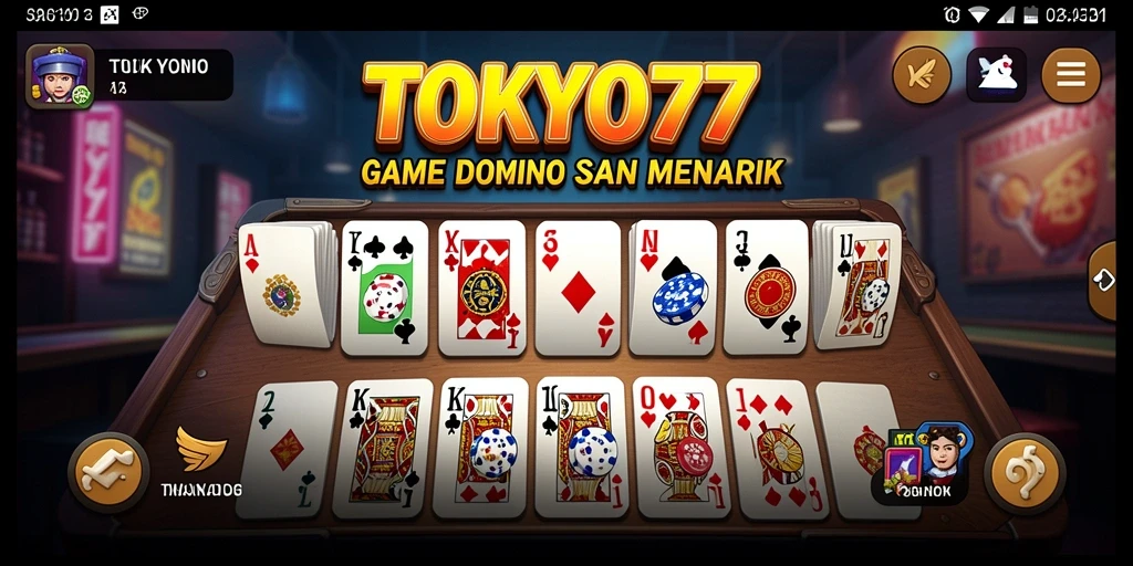 Screenshot gameplay TOKYO77 yang menunjukkan suasana permainan Domino yang seru.