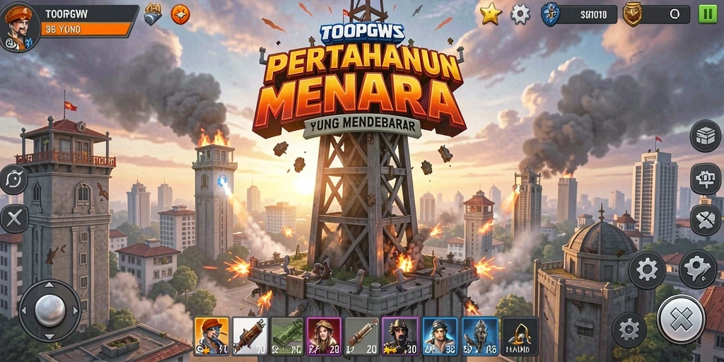 Gameplay seru TOOPGWS dalam pertahanan menara.