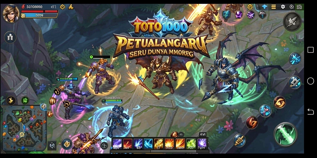 Screenshot TOTO1000 menampilkan aksi seru dalam pertempuran MMORPG.