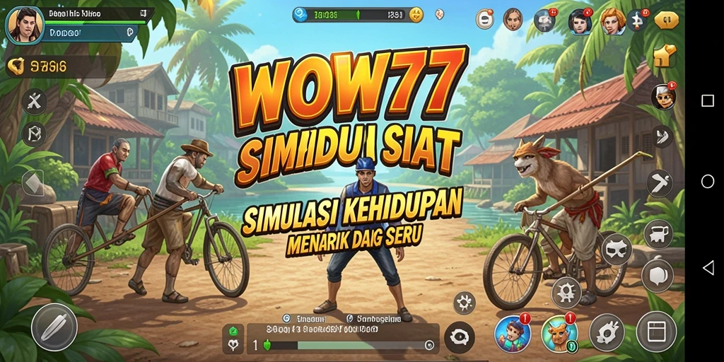 Tampilan utama gameplay WOW77 dengan karakter dan lingkungan interaktif.